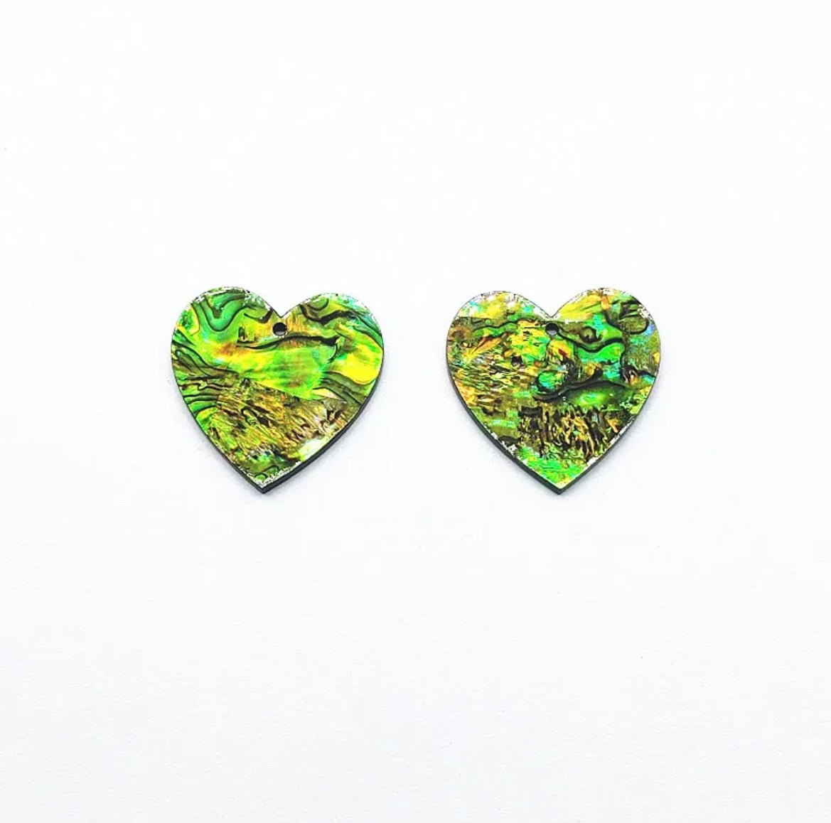 Abalone hearts on acrylic