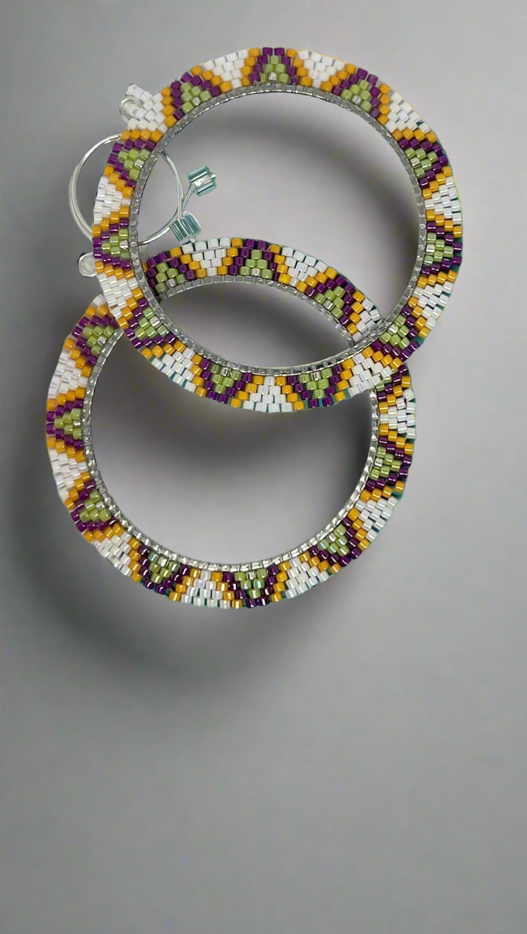 Purple, orange and green