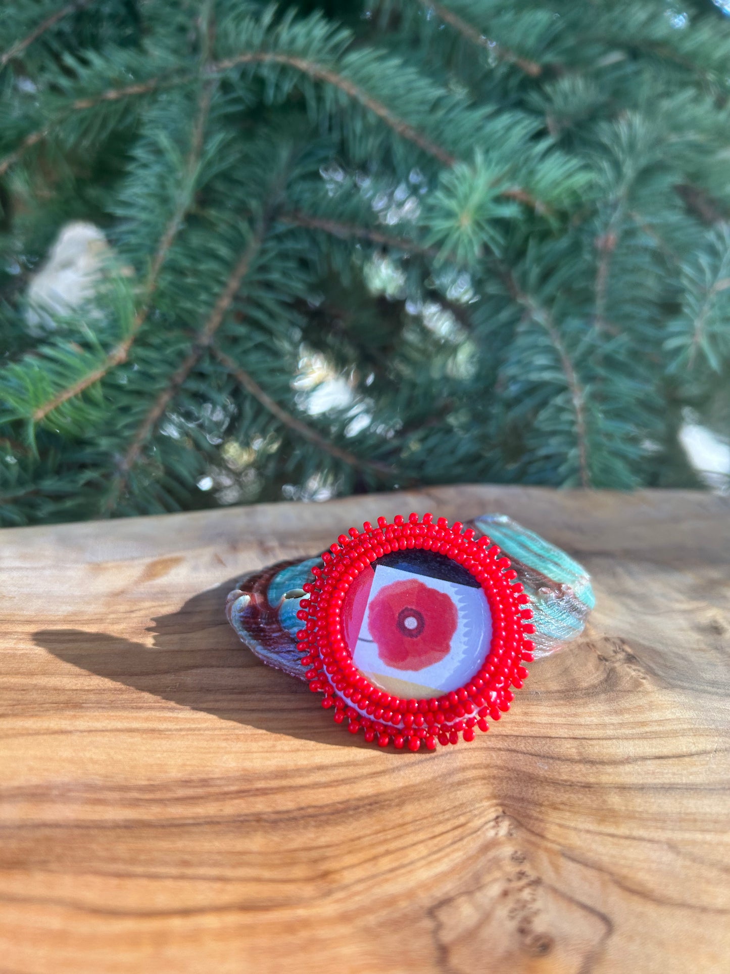 Beaded poppy pins