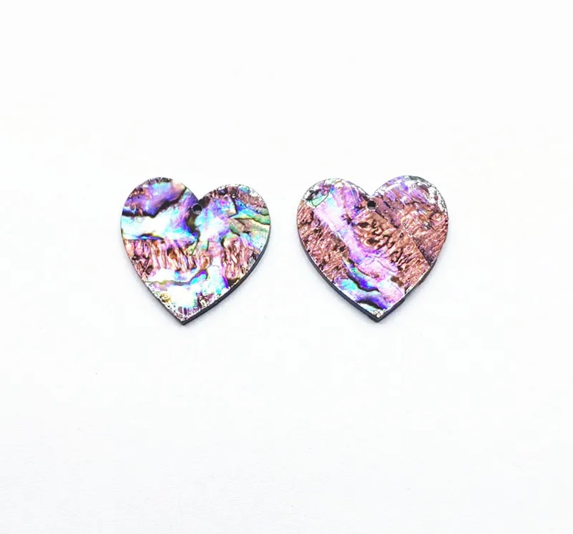 Abalone hearts on acrylic