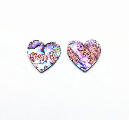 Abalone hearts on acrylic