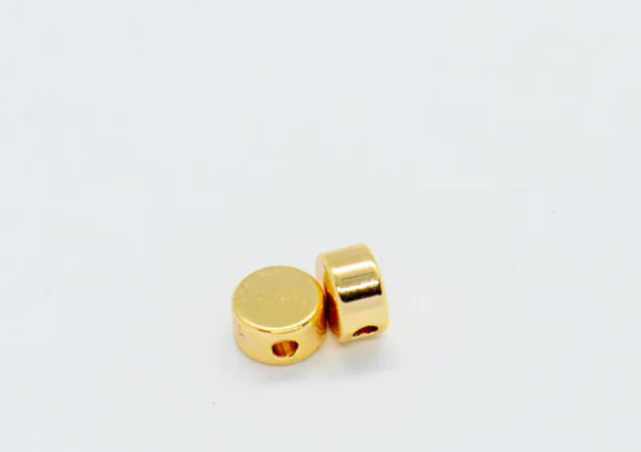 24K Gold Color Plated Brass Round Flat Spacer Beads
