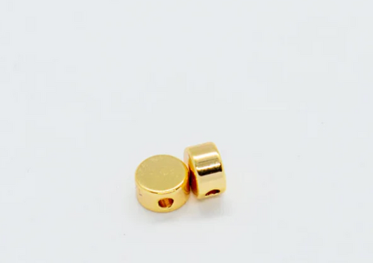 24K Gold Color Plated Brass Round Flat Spacer Beads
